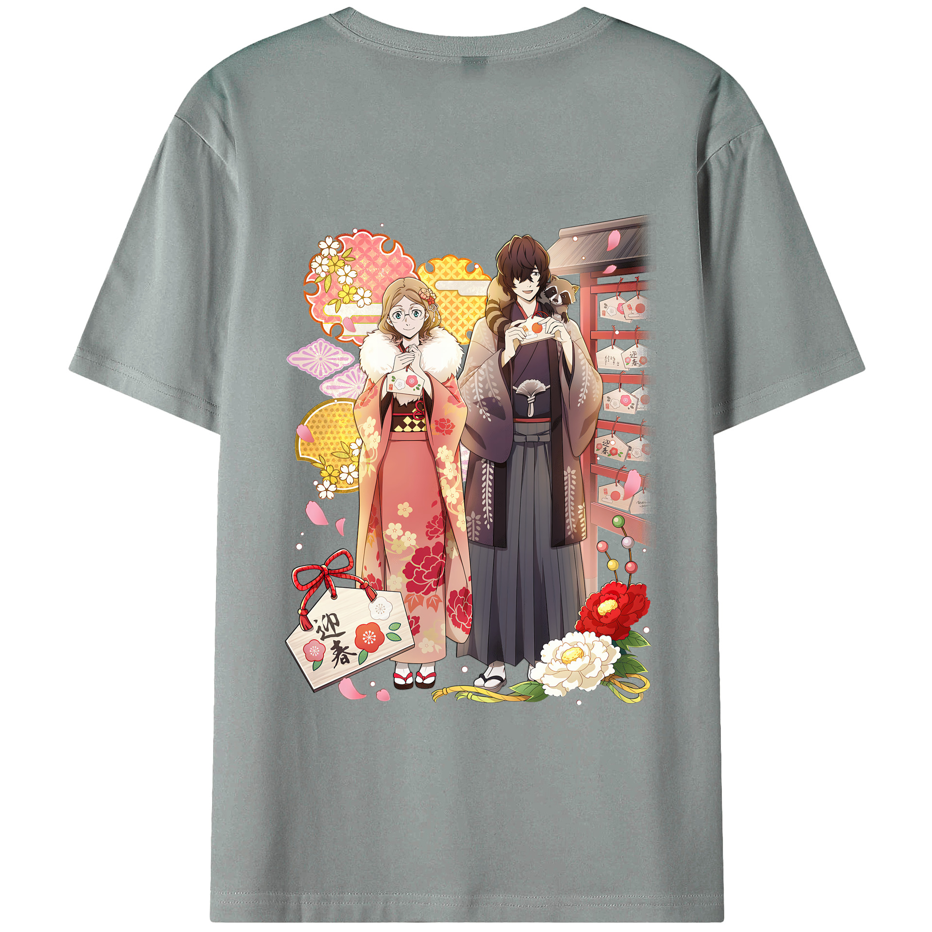 （画像用） 文豪ストレイドッグス Bungo Stray Dogs 綿100％ メンズ半袖Tシャツ（バックプリント） 通気性